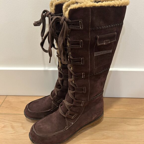 Timberland Brown Fur-Lined Boots - Picture 1 of 4